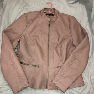 Pink Leather Jacket w/ Silver Hardware